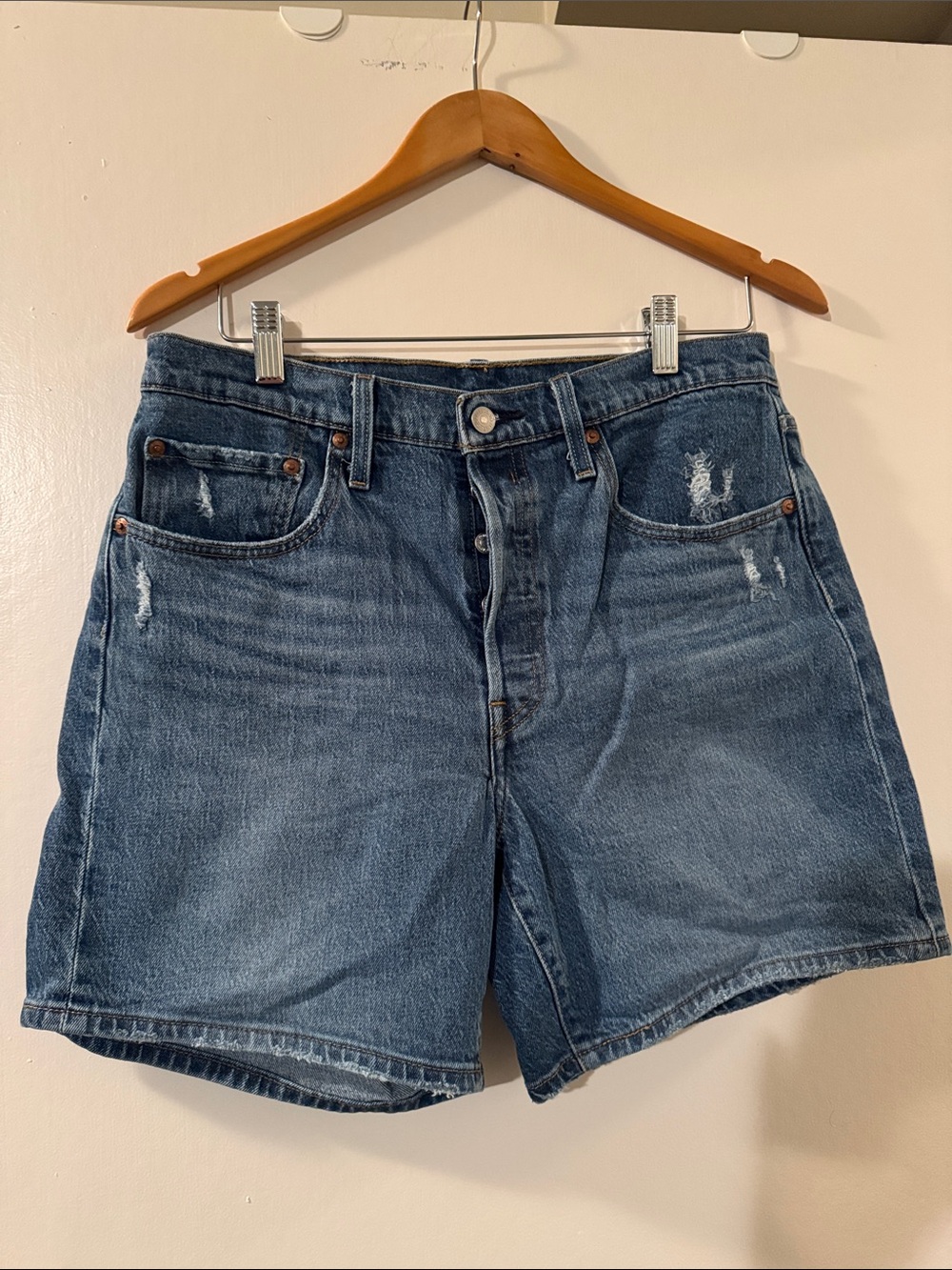 Levi's Classic Blue Denim High-Rise Shorts